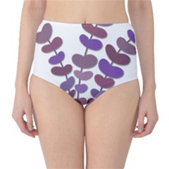 Purple Decorative Plant High-waist Bikini Bottoms by Valentinaart