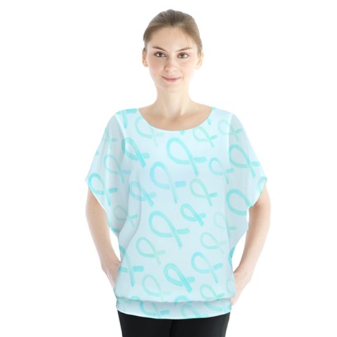 Turquoise Watercolor Awareness Ribbons Blouse by AwareWithFlair