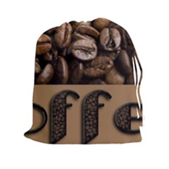Funny Coffee Beans Brown Typography Drawstring Pouches (xxl) by yoursparklingshop