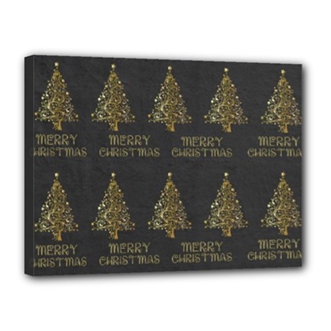 Merry Christmas Tree Typography Black And Gold Festive Canvas 16  X 12  by yoursparklingshop