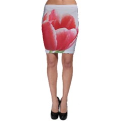Tulip Red Watercolor Painting Bodycon Skirt by picsaspassion