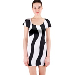 Zebra Horse Skin Pattern Black And White Short Sleeve Bodycon Dress