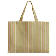 Summer Sand Color Pink And Yellow Stripes Zipper Mini Tote Bag