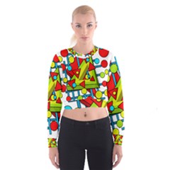 Crazy Geometric Art Women s Cropped Sweatshirt by Valentinaart