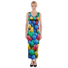 Funny Colorful Red Yellow Green Blue Kids Play Balls Fitted Maxi Dress by yoursparklingshop