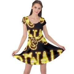 Happy Diwali Yellow Black Typography Cap Sleeve Dresses by yoursparklingshop
