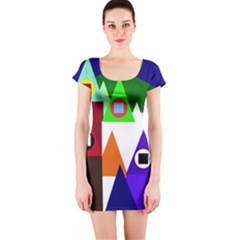 Colorful Houses  Short Sleeve Bodycon Dress by Valentinaart