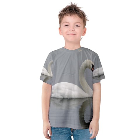 Swimming White Swan Kids  Cotton Tee by picsaspassion