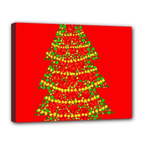 Sparkling Christmas Tree - Red Canvas 14  X 11  by Valentinaart