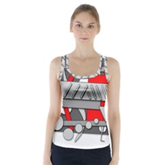 Gray And Red Geometrical Design Racer Back Sports Top by Valentinaart