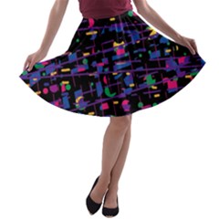 Purple Galaxy A-line Skater Skirt by Valentinaart