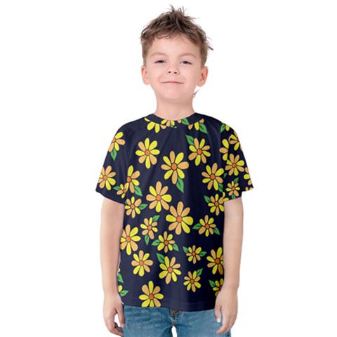 Daisy Flower Pattern For Summer Kids  Cotton Tee by BubbSnugg