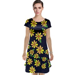Daisy Flower Pattern For Summer Cap Sleeve Nightdress by BubbSnugg