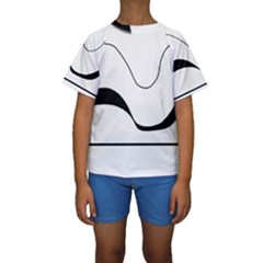 Waves - Black And White Kids  Short Sleeve Swimwear by Valentinaart
