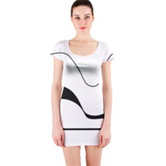 Waves - Black And White Short Sleeve Bodycon Dress by Valentinaart