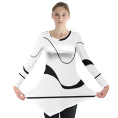 Waves - Black And White Long Sleeve Tunic  by Valentinaart