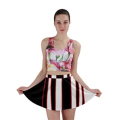 White, Red And Black Lines Mini Skirt by Valentinaart