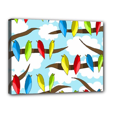 Parrots Flock Canvas 16  X 12  by Valentinaart