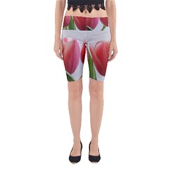 Red Tulips Yoga Cropped Leggings by picsaspassion