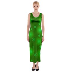Green Xmas Design Fitted Maxi Dress by Valentinaart