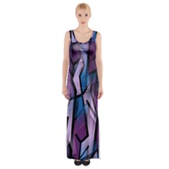 Purple Decorative Abstract Art Maxi Thigh Split Dress by Valentinaart