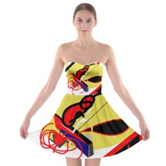 Abstract Art Strapless Bra Top Dress by Valentinaart