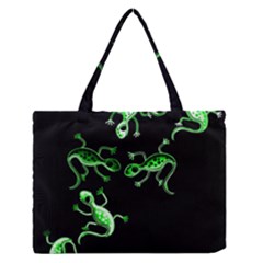 Green Lizards Medium Zipper Tote Bag by Valentinaart