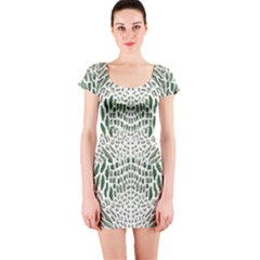 Green Snake Texture Short Sleeve Bodycon Dress by LetsDanceHaveFun
