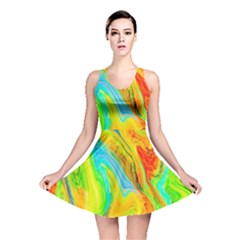 Happy Multicolor Painting Reversible Skater Dress by designworld65
