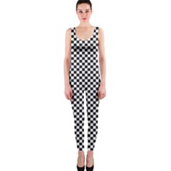 Sports Racing Chess Squares Black White Onepiece Catsuit by EDDArt
