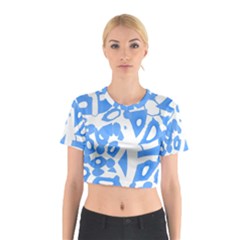 Blue Summer Design Cotton Crop Top by Valentinaart