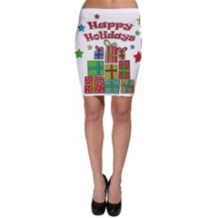 Happy Holidays - Gifts And Stars Bodycon Skirt by Valentinaart