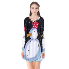 Lonely Snowman Flare Dress by Valentinaart