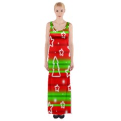 Christmas Pattern Maxi Thigh Split Dress