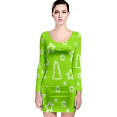 Green Christmas Long Sleeve Bodycon Dress by Valentinaart