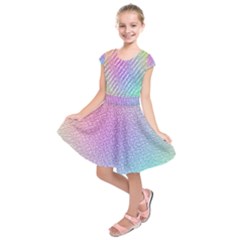 Rainbow Colorful Grid Kids  Short Sleeve Dress by designworld65