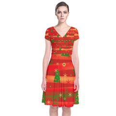 Christmas Magic Short Sleeve Front Wrap Dress by Valentinaart