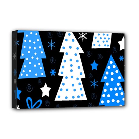 Blue Playful Xmas Deluxe Canvas 18  X 12   by Valentinaart