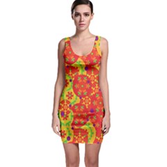 Orange Design Sleeveless Bodycon Dress by Valentinaart