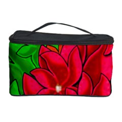 Xmas Red Flowers Cosmetic Storage Case by Valentinaart