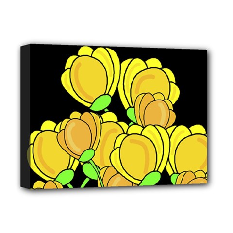 Yellow Tulips Deluxe Canvas 16  X 12   by Valentinaart