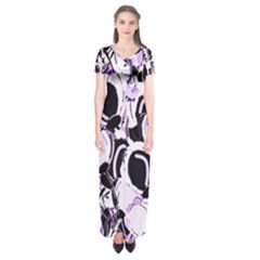 Purple Abstract Garden Short Sleeve Maxi Dress by Valentinaart