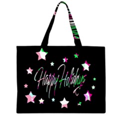 Happy Holidays 5 Zipper Large Tote Bag by Valentinaart