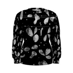 Black And White Floral Abstraction Women s Sweatshirt by Valentinaart