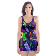 Colorful Dream Skater Dress Swimsuit by Valentinaart