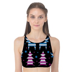 Blue And Pink Reindeer Pattern Tank Bikini Top by Valentinaart