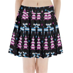 Blue And Pink Reindeer Pattern Pleated Mini Skirt by Valentinaart