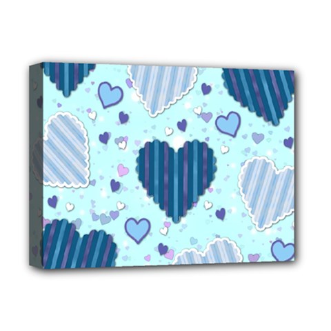 Light And Dark Blue Hearts Deluxe Canvas 16  X 12  