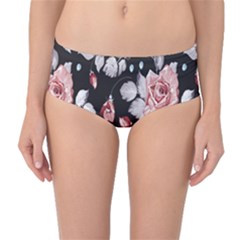 Vintage Flower  Mid-waist Bikini Bottoms by Brittlevirginclothing