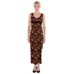 Exotic Colorful Flower Pattern  Fitted Maxi Dress by Brittlevirginclothing